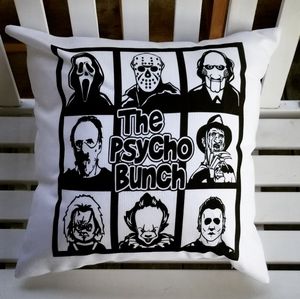 The Psycho Bunch Horror themed pillow cover.